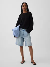 100% Cotton Crochet Relaxed Sweater - Basic black — view 2