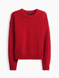 100% Cotton Oversized Crop Sweater - Modern red — view 5
