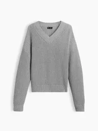 100% Cotton Oversized Shaker Sweater - Light heather grey — view 5