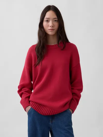 100% Cotton Oversized Sweater - chakra red