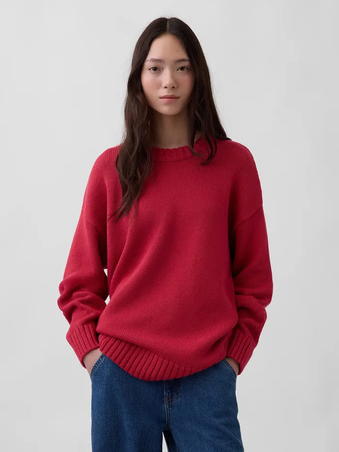 100% Cotton Oversized Sweater - chakra red