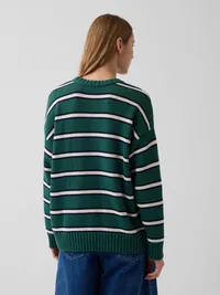 100% Cotton Oversized Sweater - Green stripe — view 3