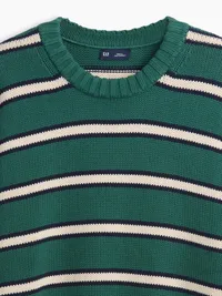 100% Cotton Oversized Sweater - Green stripe — view 4