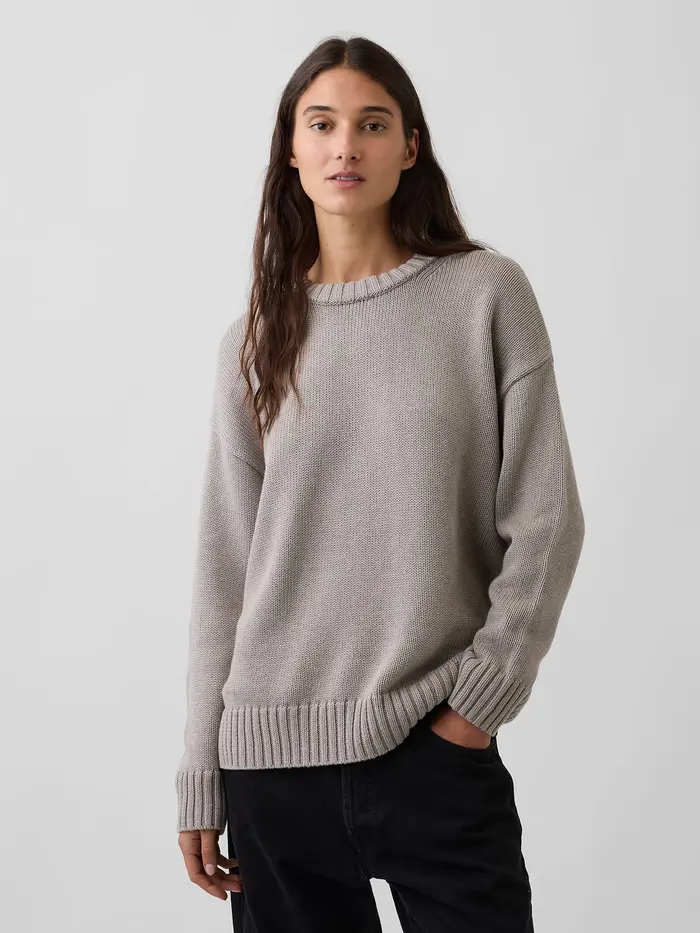 100% Cotton Oversized Sweater - Medium cool brown