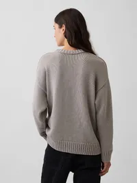 100% Cotton Oversized Sweater - Medium cool brown — view 3