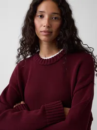 100% Cotton Oversized Sweater - Noir red — view 4