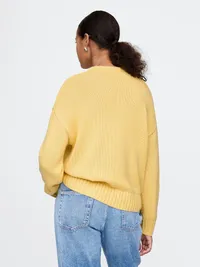 100% Cotton Relaxed Sweater - Straw yellow — view 2