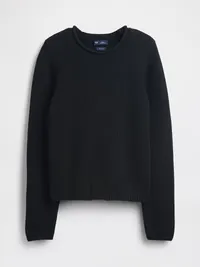 100% Cotton Rollneck Sweater - Black — view 5