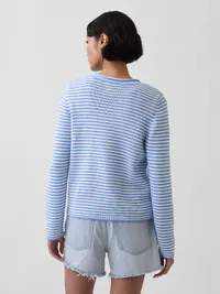 100% Cotton Rollneck Sweater - Blue stripe — view 3