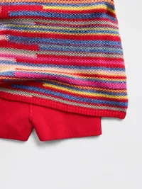 100% Cotton Stripe Mini Sweater Skort - Rainbow multi stripe — view 5