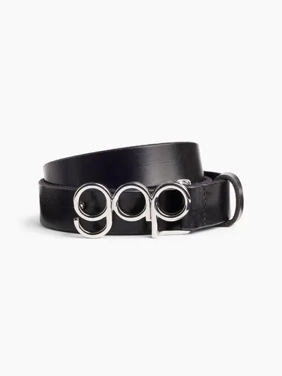 100% Leather Bubble Logo Belt - Black