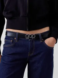 100% Leather Bubble Logo Belt - Black — view 5