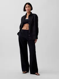 100% Linen Oversized Shirt - Black — view 2