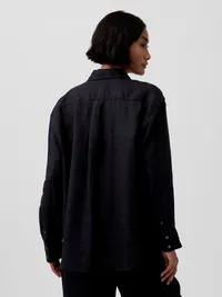 100% Linen Oversized Shirt - Black — view 3