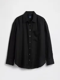 100% Linen Oversized Shirt - Black — view 5