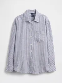 100% Linen Oversized Shirt - Blue & white stripe — view 5