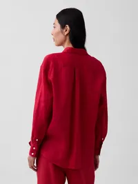 100% Linen Oversized Shirt - Chakra red — view 3