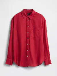 100% Linen Oversized Shirt - Chakra red — view 5