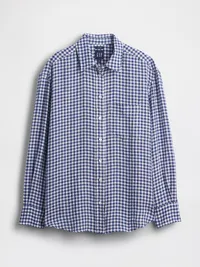 100% Linen Oversized Shirt - Navy blue gingham — view 5