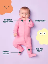2-Way-Zip Sleep & Play Footed One-Piece 2-Pack for Baby - Pink/Red Brown — view 4