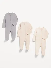 2-Way-Zip Sleep & Play Footed One-Piece 3-Pack for Baby - Neutrals — view 3