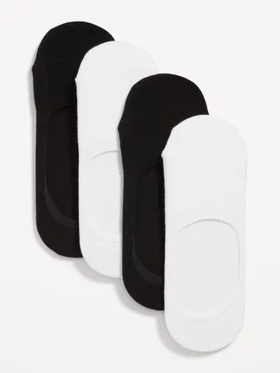 4-Pack No Show Socks - Black/White