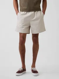 5.5" Linen-Blend Relaxed Shorts - regular grey — view 2