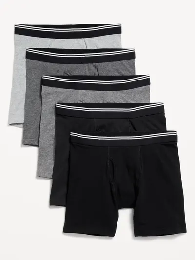 5-Pack Soft-Washed Boxer Briefs -- 6.25-inch inseam - Gray Combo