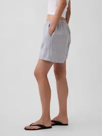 6" Linen-Blend Easy Shorts - Blue stripe — view 3