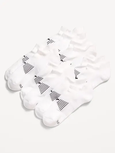 6-Pack Athletic Ankle Socks for Men - White