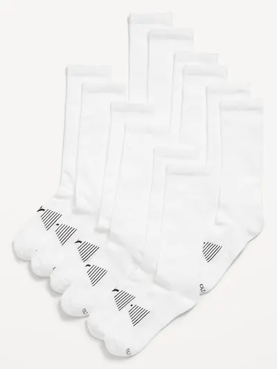 6-Pack Athletic Crew Socks for Men - White Combo