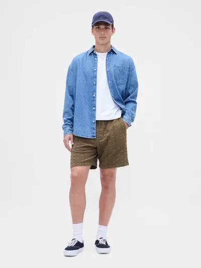 7" Textured Easy Shorts - dark olive