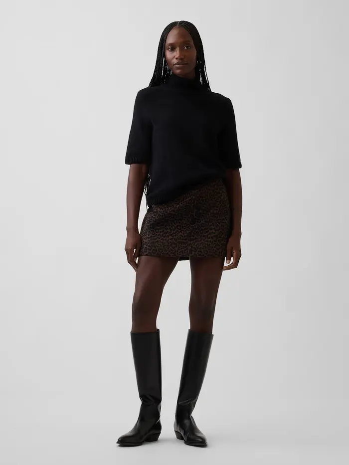 A-Line Mini Skort - Brown leopard print