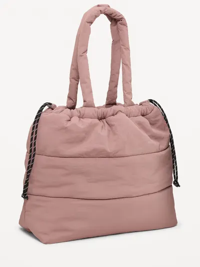 Active Puffer Cinched Tote - Dusted Chocolate