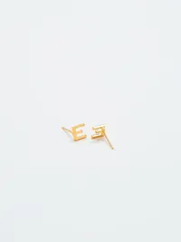 Admiral Row Gold Initial Earrings - E — view 2