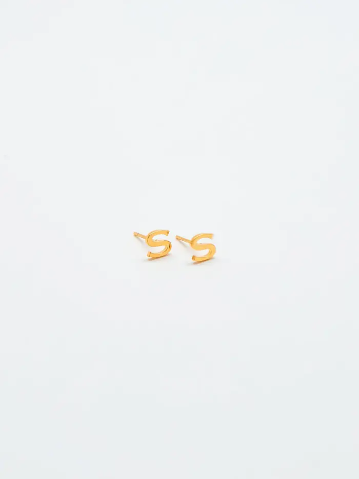 Admiral Row Gold Initial Earrings - S