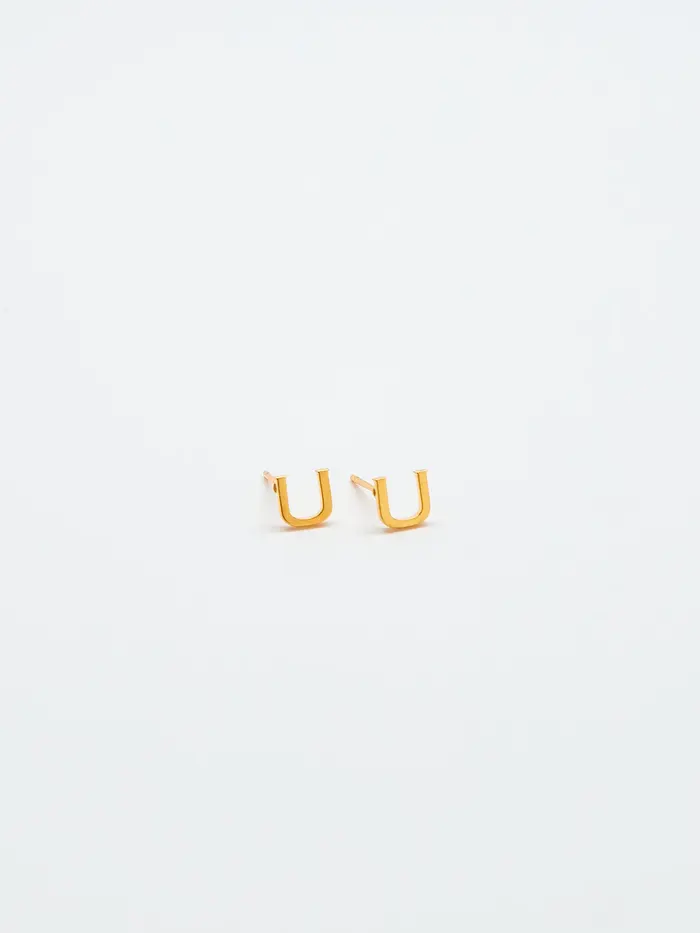 Admiral Row Gold Initial Earrings - U