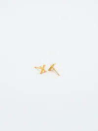 Admiral Row Gold Initial Earrings - X — view 2
