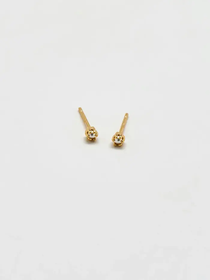 Admiral Row Tiny Pearl Gold Studs - Gold