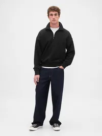 Adult Heavyweight Oversized Quarter-Zip Pullover - true black — view 2