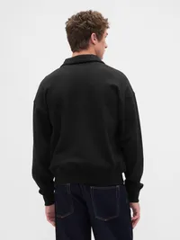 Adult Heavyweight Oversized Quarter-Zip Pullover - true black — view 3