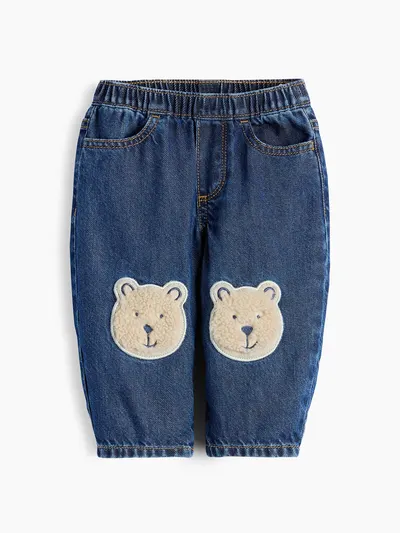 Baby Brannan Bear Patch Pull-On Jeans - Medium wash