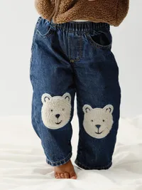 Baby Brannan Bear Patch Pull-On Jeans - Medium wash — view 4