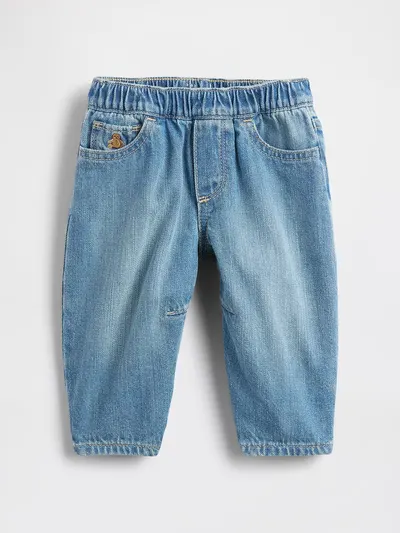 Baby Pull-on Barrel Jeans - Blue medium wash