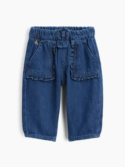 Baby Ruffle Bow Pull-On Jeans - Dark wash