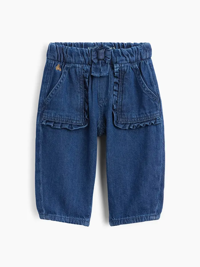 Baby Ruffle Bow Pull-On Jeans - Dark wash