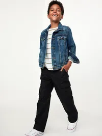 Baggy Non-Stretch Cargo Pants for Boys - Black Jack — view 3