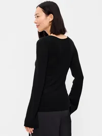 Bell-Sleeve Keyhole Top - Black Jack — view 2