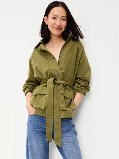 Belted Utility Jacket - Mysterious Fern