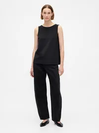 Boatneck Shell Tank Top - Black — view 2